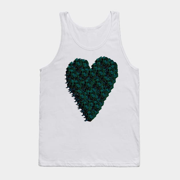 Aqua Rose Heart Tank Top by Not Meow Designs 